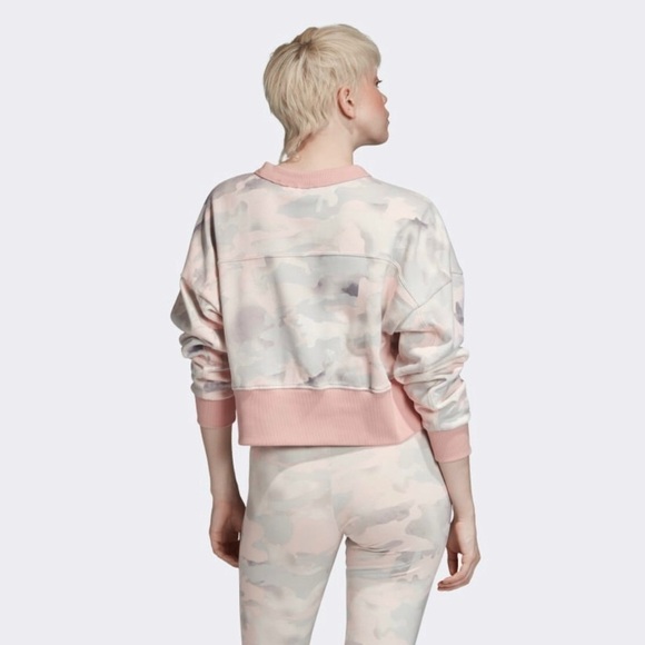 NWT Adidas Originals Camo Cropped Lounge sweatshirt Long Sleeves Top Size L NEW - Picture 3 of 8
